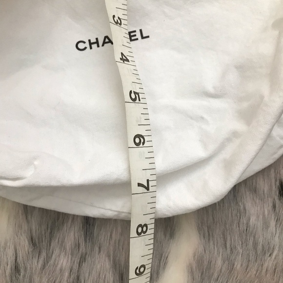 CHANEL white cotton canvas drawstring pouch cosmetic bag storage bag - Authentic - Picture 4 of 5